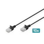 Digitus CAT 6 U-UTP Slim patch cable, 2 m, black, 10 pieces