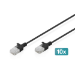 Digitus CAT 6 U-UTP Slim patch cable, 0.3 m, black, 10 pieces