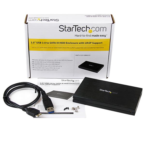 StarTech.com 2.5in Aluminum USB 3.0 External SATA III SSD Hard Drive Enclosure with UASP for SATA 6 Gbps  Portable External HDD