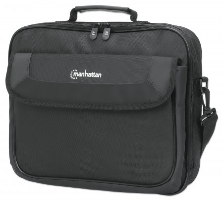 Image of Manhattan Cambridge Laptop Bag 14.1", Clamshell Design, Black, LOW...