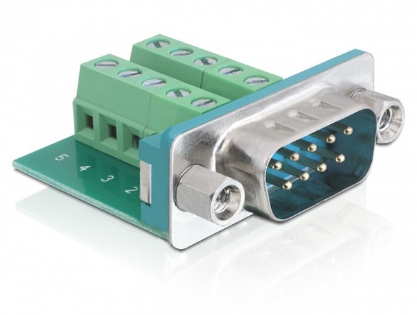 Image of DeLOCK Sub-D 9-p M wire connector 9-p D-Sub M Green, Silver