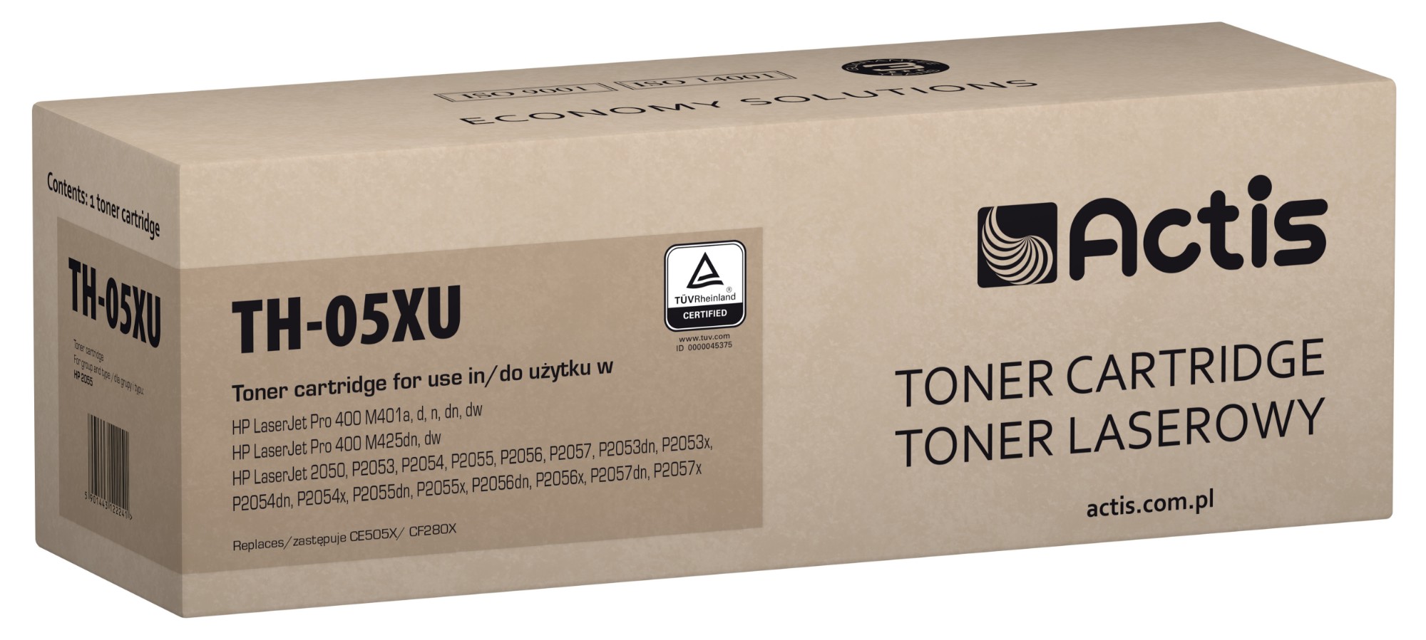 Actis TH-05XU Universal toner for HP printers, Replacement HP 05X CE505X, CF280X, Standard; 7200 pages; black