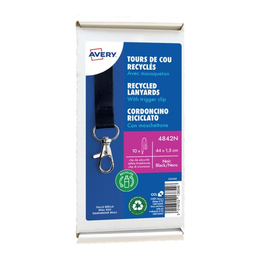 Avery 4842N identity badge/badge holder Metal, Polyethylene terephthalate (PET) 10 pc(s)