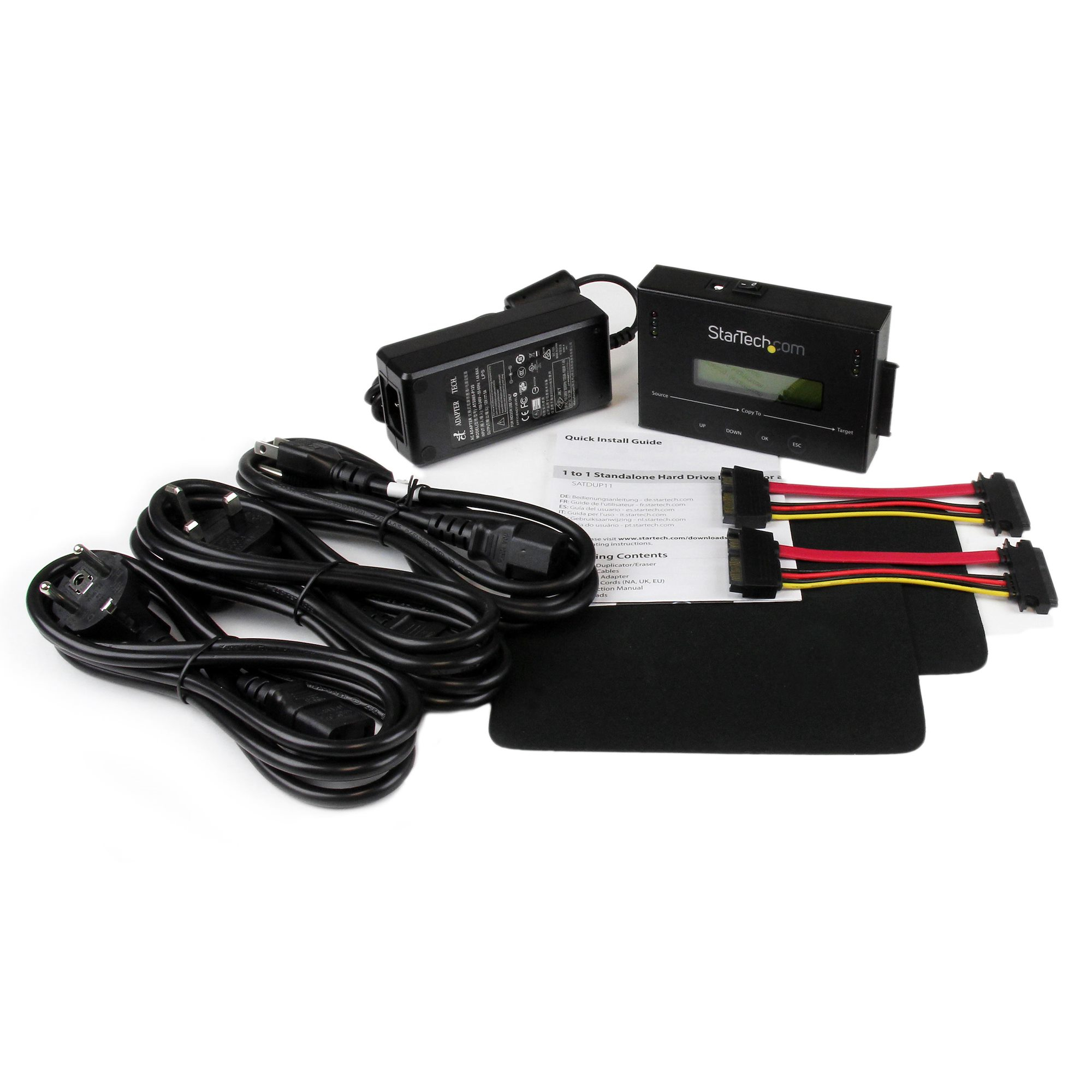StarTech.com 1:1 Standalone Hard Drive Duplicator & Eraser, SATA HDD / SSD Disk Cloner / Copier / Wiper / Sanitizer, Drive Cloning / Recovery Tool, LCD Display, TAA Compliant - OS Independent