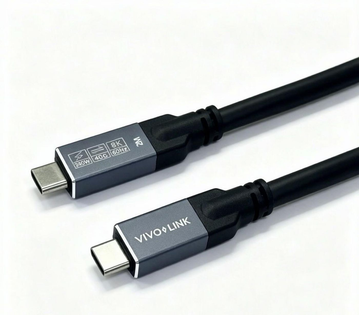 Vivolink USB-C to USB-C Cable 2m - USB4. 40Gbps. 100W PD. 8K. Enterpri