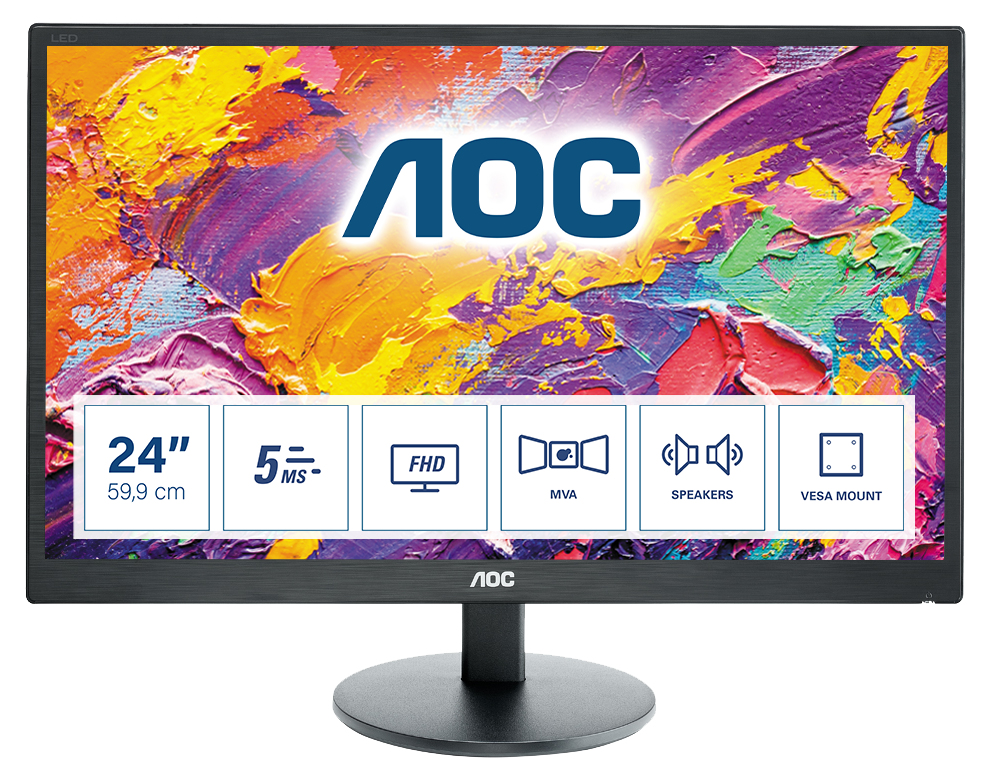Image of AOC M2470SWH LED display 59.9 cm (23.6") 1920 x 1080 pixels Full...