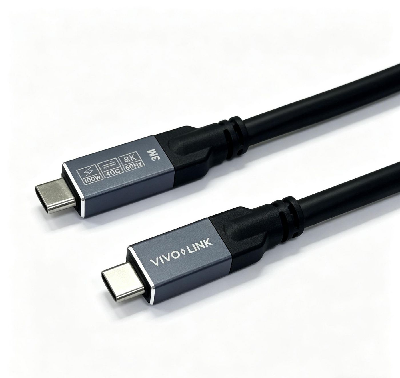 Vivolink Black Usb-C To Usb-C Cable 2M - Usb4. 40Gbps. 100W Pd. 8K. Enterpri