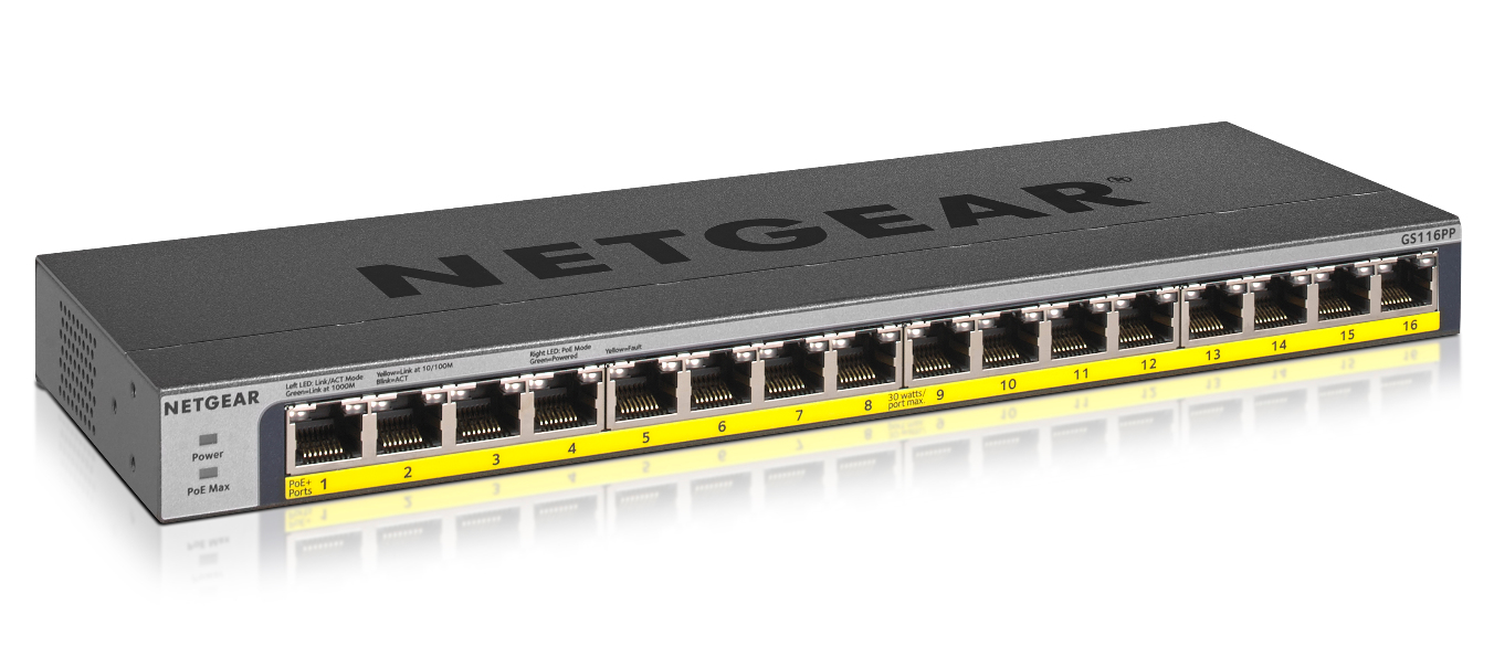 Image of NETGEAR GS116PP Unmanaged Gigabit Ethernet (10/100/1000) Power...