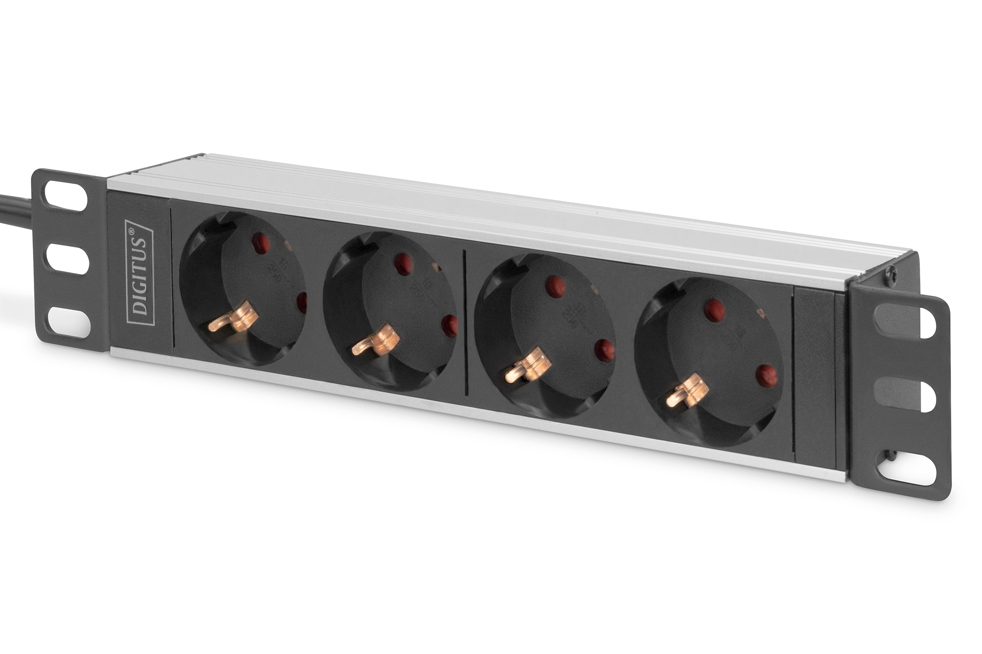 Image of Digitus 10" socket strip with aluminum profile. 4-way socket outl