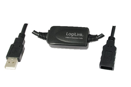 LogiLink 15M USB 2.0 - USB 2.0 M/F USB cable USB A Black