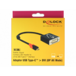DeLOCK 61213 video cable adapter 0.2 m USB C DVI Black