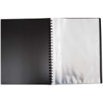 MARBIG REFILLABLE DISPLAY BOOK A4 40 POCKET BLACK DOUBLE THICKNESS 40 POCKET