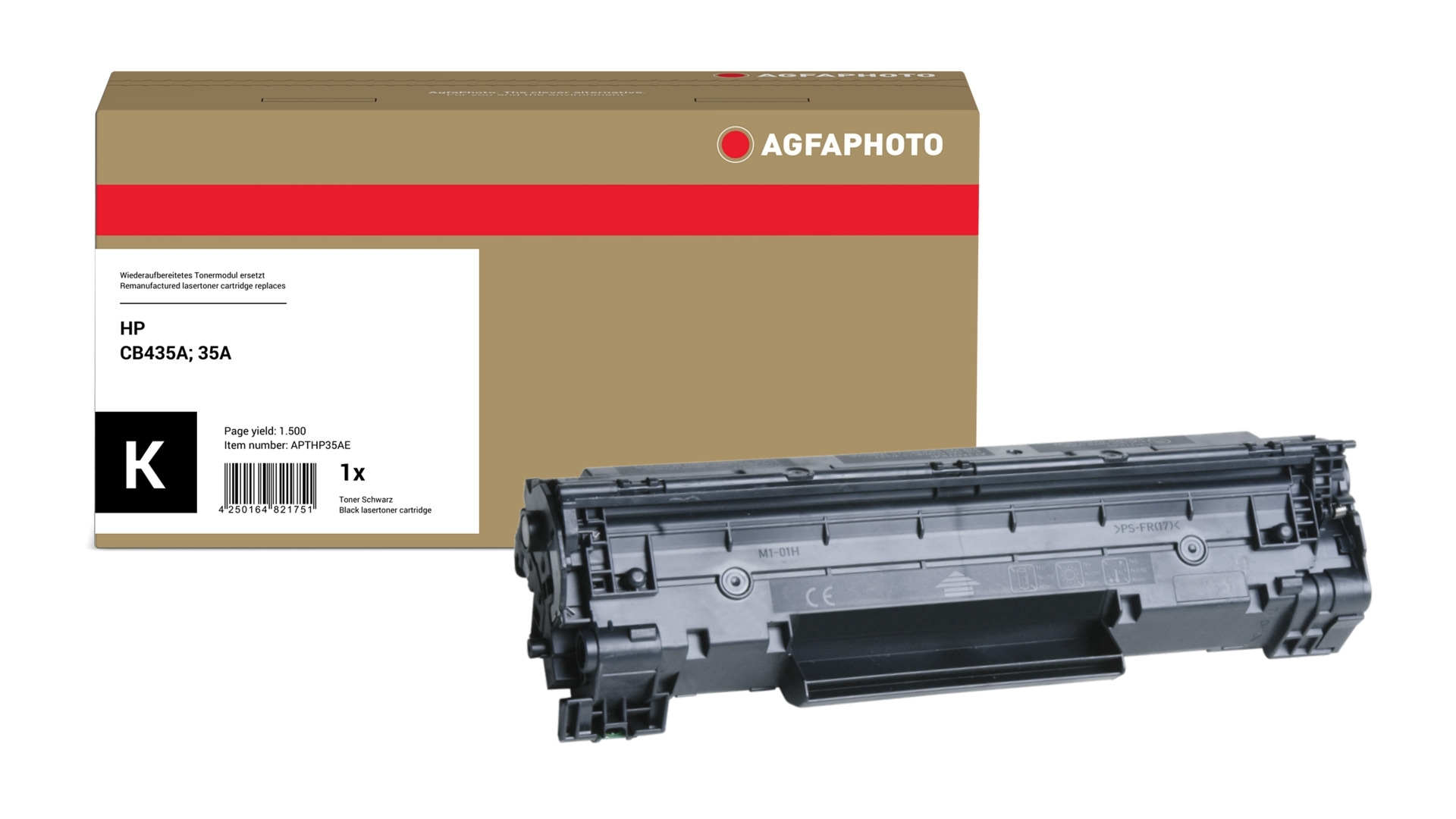 AgfaPhoto Compatible Toner Cartridge. Black. Replacement for HP CB435A