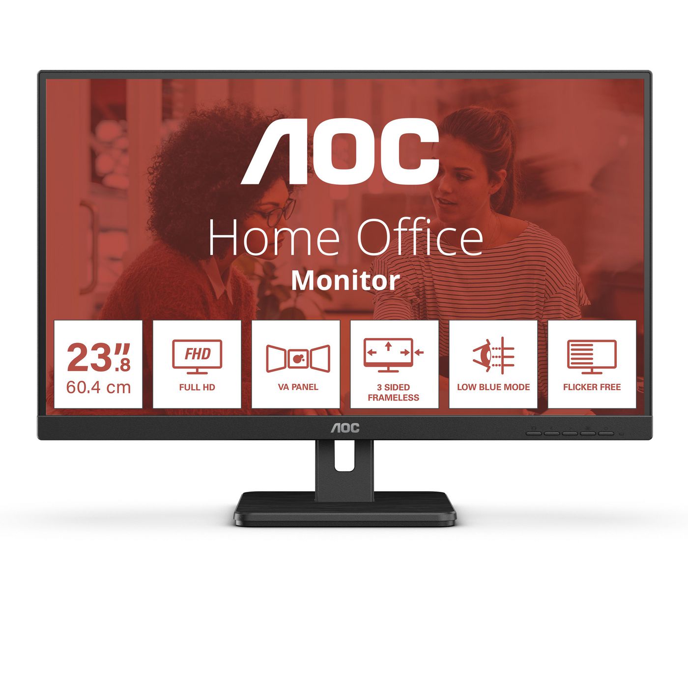 AOC Essential-line 24E3UM/BK - LED monitor - 24" - 1920 x 1080 Full HD (1080p) @ 75 Hz - VA - 300 cd/m? - 3000:1 - 4 ms - 2xHDMI, VGA, DisplayPort - speakers - black