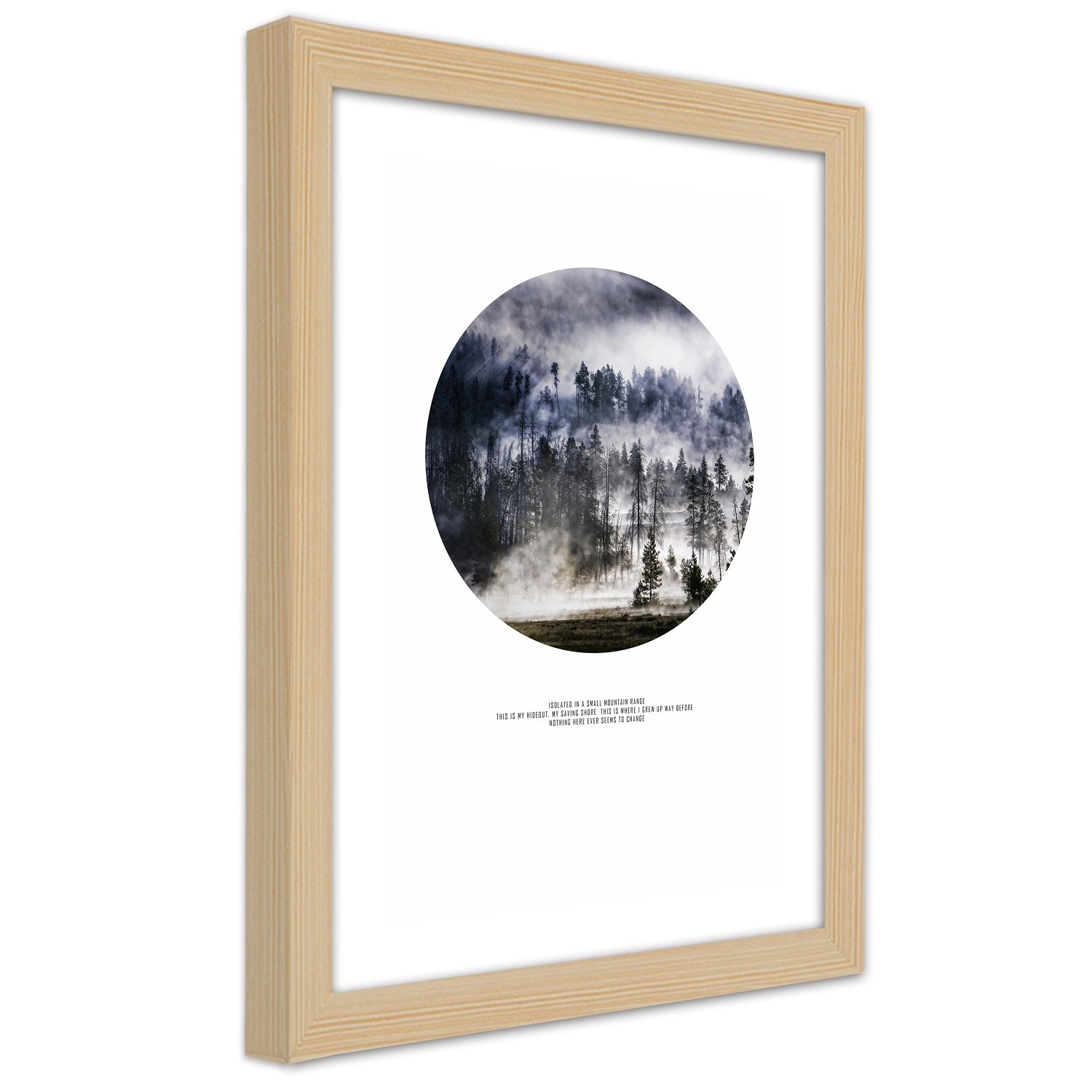 Caro Picture in natural frame, Forest in mist