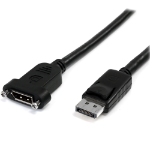 StarTech.com 3ft (1m) Panel Mount DisplayPort Cable - 4K x 2K - DisplayPort 1.2 Extension Cable Male to Female - DP Video Extender Cord with Panel Mount DP Connector - DP Monitor Cable