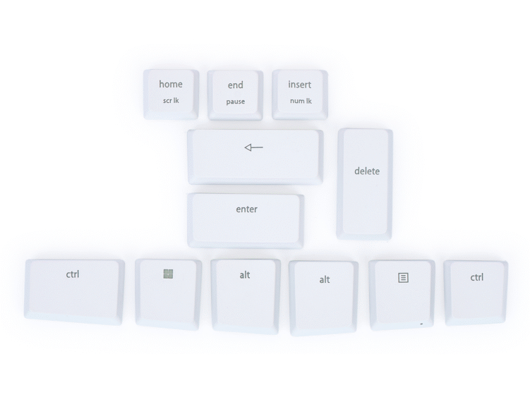 Kinesis mWave Windows White PC Keycaps for KB150M-TAC. Note: Basic reprogramming with Kinesis Clique will be required to modify the underlying key actions for Windows.