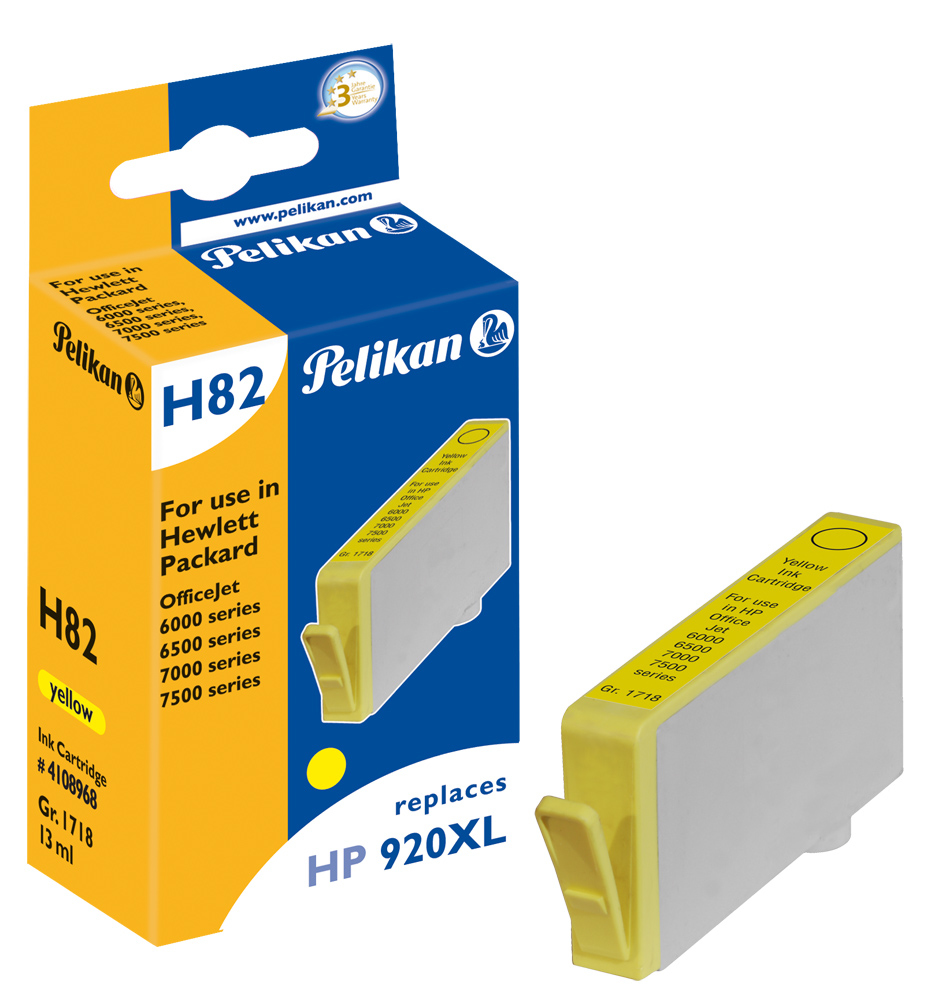 Image of Pelikan 4108968/H82 Ink cartridge yellow, 847 pages ISO/IEC 19752...