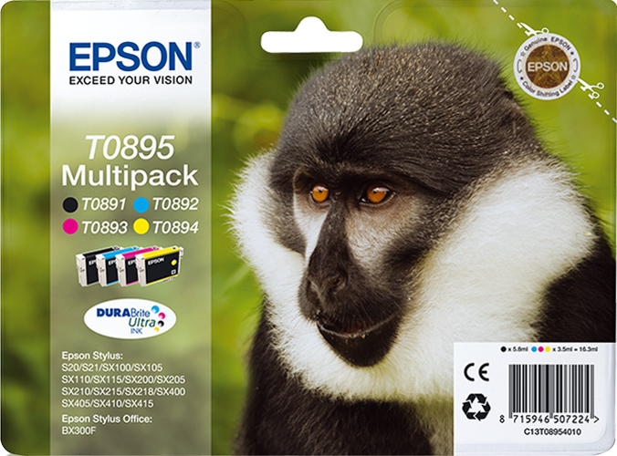 Photos - Ink & Toner Cartridge Epson Monkey Multipack 4-colours T0895 DURABrite Ultra Ink C13T08954010 