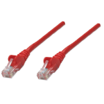 Intellinet Network Patch Cable, Cat5e, 1m, Red, CCA, U/UTP, PVC, RJ45, Gold Plated Contacts, Snagless, Booted, Lifetime Warranty, Polybag