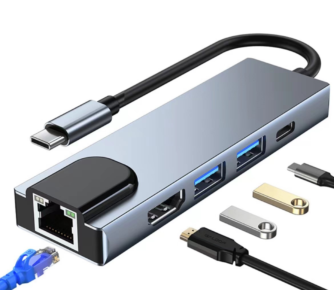JLC G50 Type C 5 in 1 Adapter 1x HDMI, 1x RJ45, 1 x PD, 1 x USB 3.0 & 1 x USB 2.0