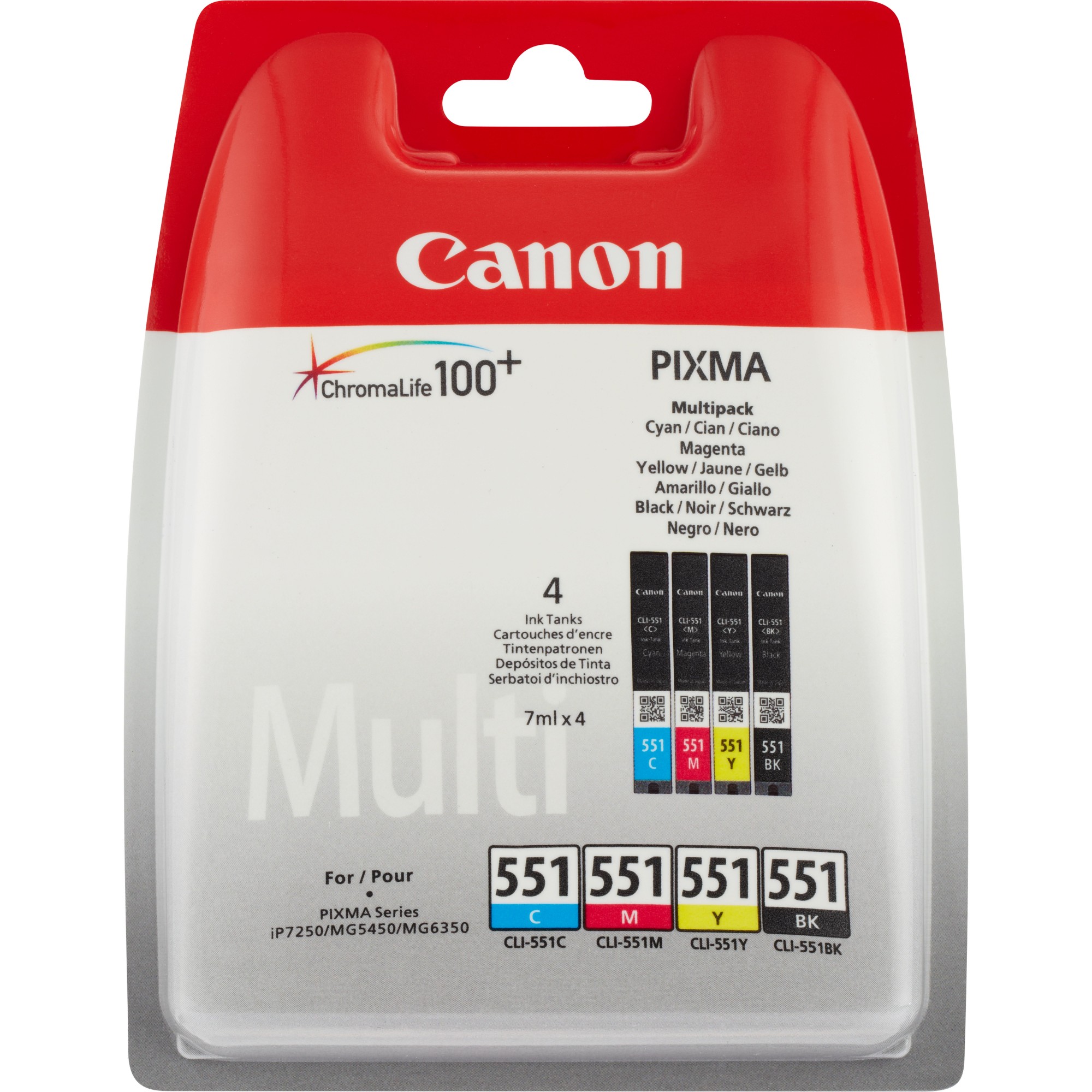 Canon CLI-551 Inkjet Cartridges Multipack Cyan/Magenta/Yellow/Black 6509B009