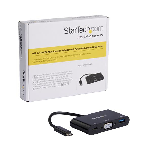 StarTech.com USB-C to VGA Multifunction Adapter with Power Delivery and USB-A Port
