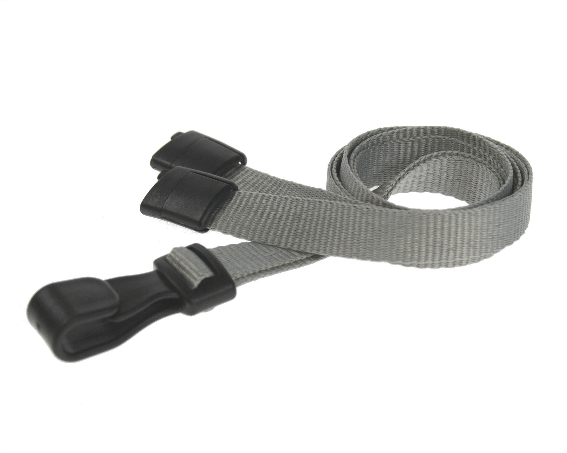 Digital ID 10mm Recycled Plain Grey Lanyards with Plastic J Clip (Pack of 100)