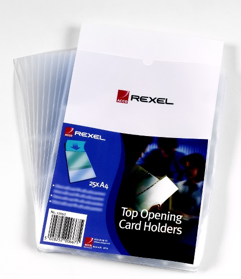 Rexel Card Holders Polypropylene A4 Clear (25 Pack) 12092