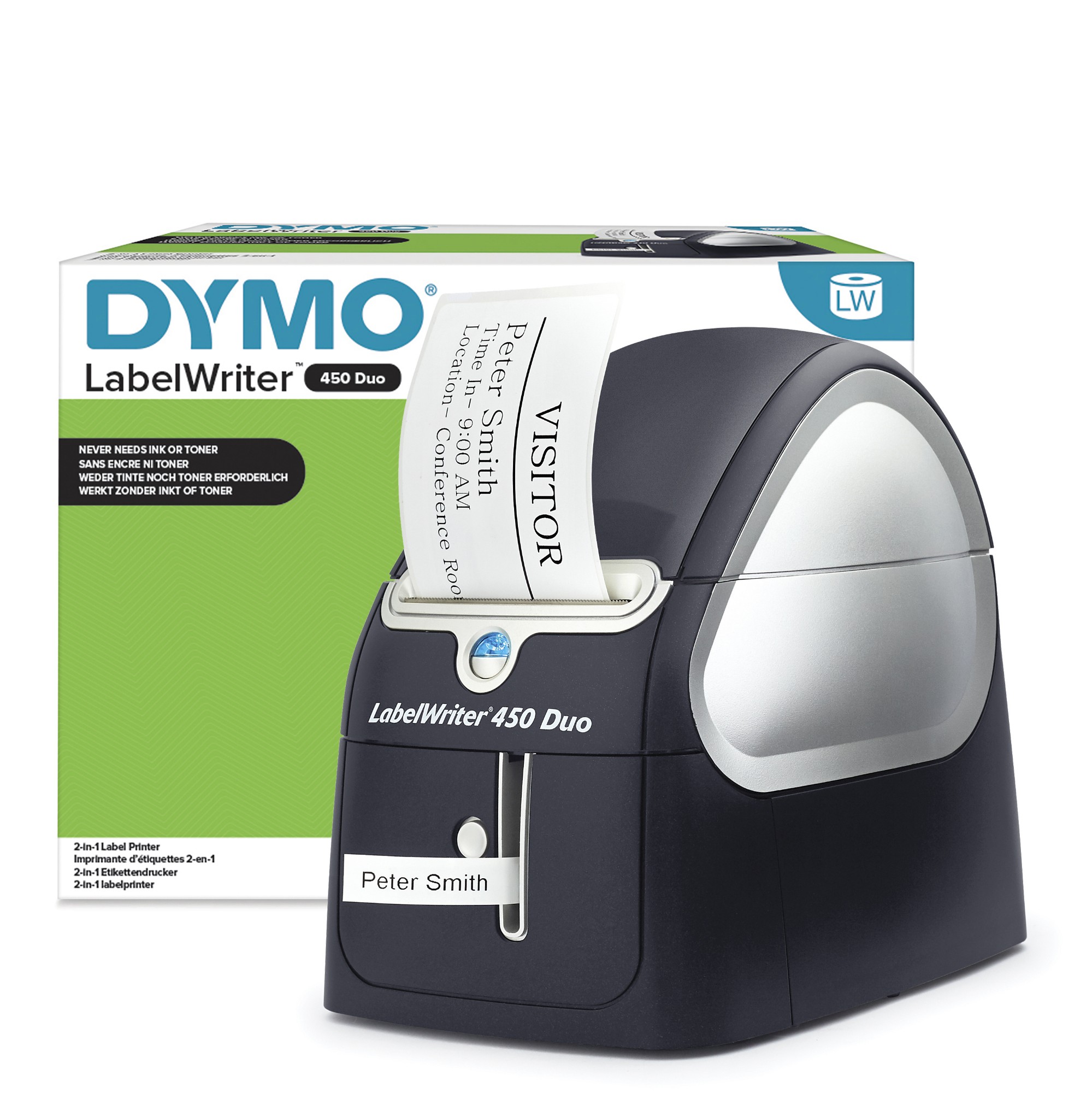 DYMO LabelWriter 450 Duo Label Maker | Direct Thermal Label Printer | Fast Printing of LabelsBarcodes & More | Prints both LW Labels & D1 Plastic Labels
