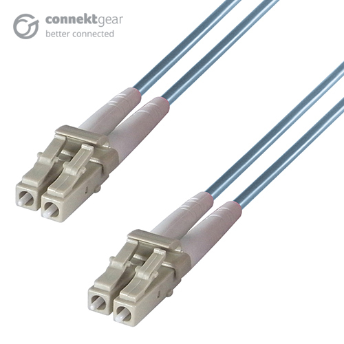 CONNEkT Gear 10m Duplex Fibre Optic Multi-Mode Cable OM3 50/125 Micron LC to LC Aqua