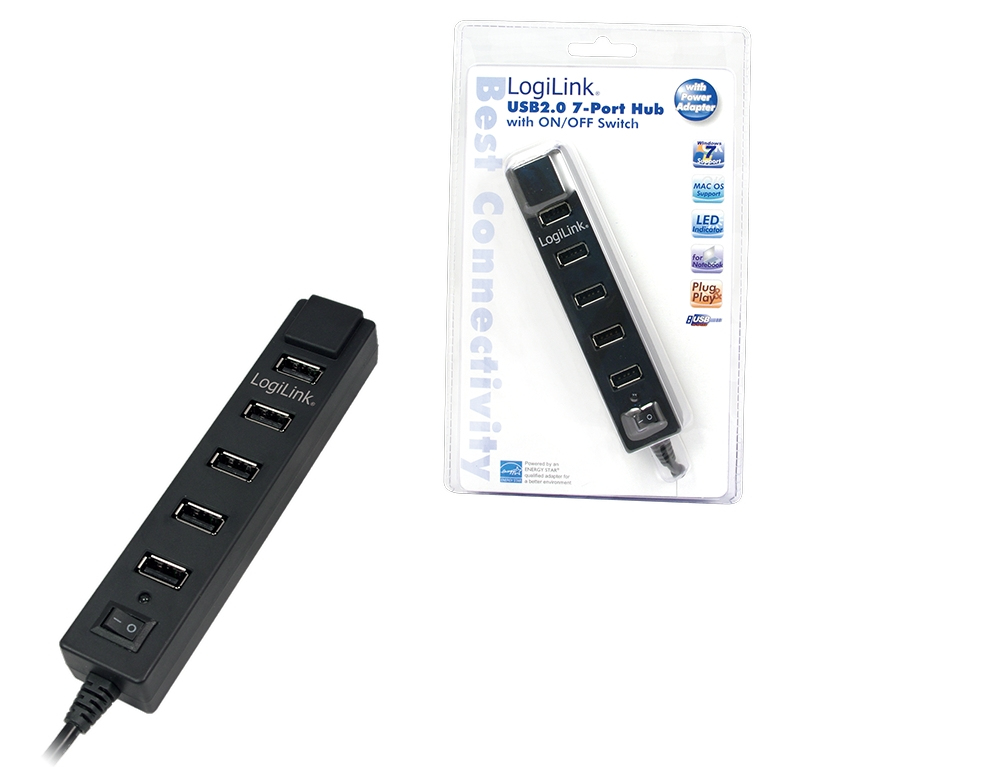 Image of LogiLink USB 2.0 7-Port Hub with On/Off Switch 480 Mbit/s