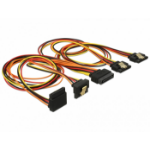 DeLOCK 60149 SATA cable 0.5 m SATA 15-pin 4 x SATA 15-pin Black, Orange, Red, Yellow