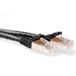 ACT Zwarte 1,5 meter SFTP CAT6A patchkabel snagless met RJ45 connectoren
