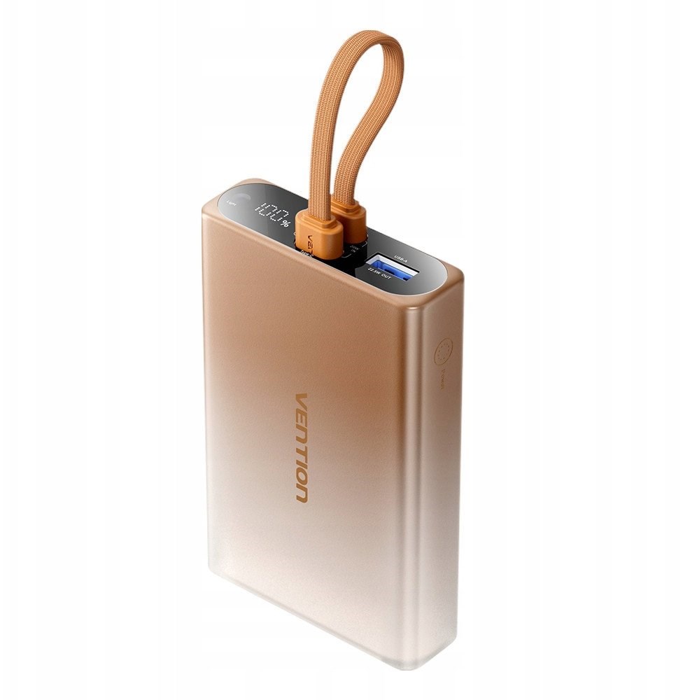 VN1 Vention 10000mAh power bank with LED display, USB-C + Lightning + USB-A, 22.5W (copper)