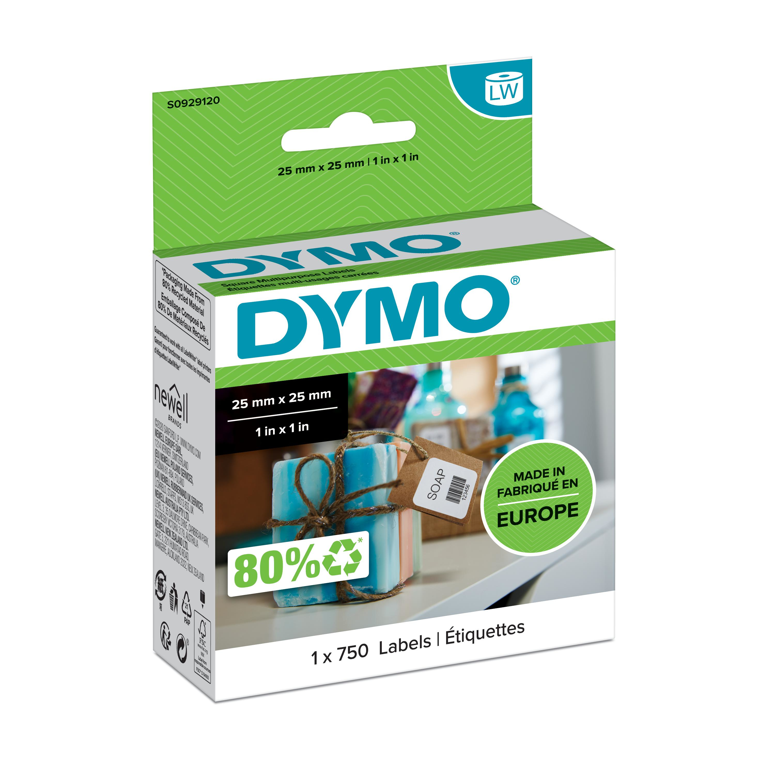 Image of Dymo S0929120 DirectLabel-etikettes white 25mm x25 mm for Dymo LW...