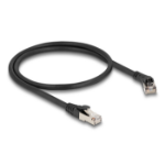 DeLOCK RJ45 Network Cable Cat.8.1 S/FTP plug 45° right angled to plug straight up to 40 Gbps 0.5 m black