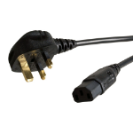 Videk UK Mains Plug (5A Fuse) to IEC (C13) Socket LSZH Power Cable Black 1m