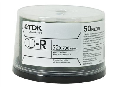 48944 IMATION-TDK CD-R WHT THERM LQ-50PK 52X DATA CTG