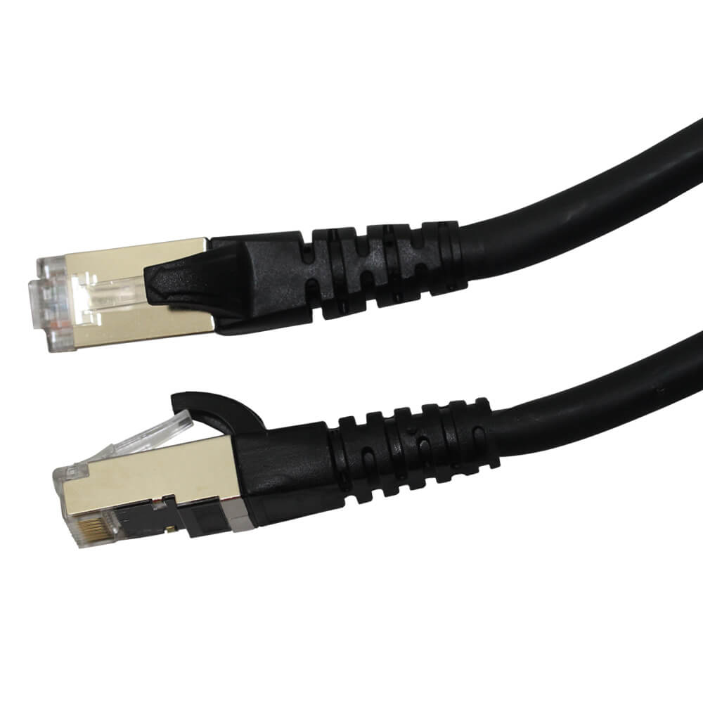 Videk Cat6A Booted LSZH 10g S/FTP RJ45 Patch Cable Black 0.3m