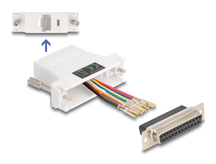 EU Product - D-Sub 25 Pin Buchse zu RJ45 Buchse Montagesatz wei� thumbnail