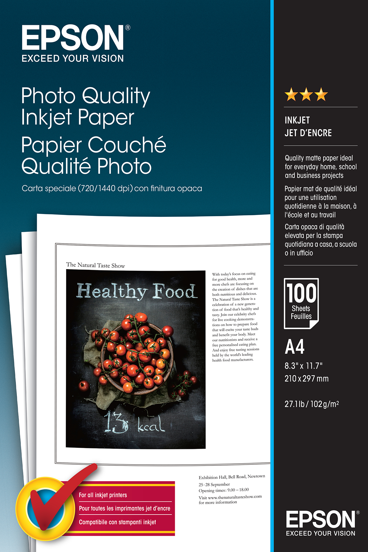 Image of Epson Photo Quality Inkjet Paper - A4 - 100 Sheets