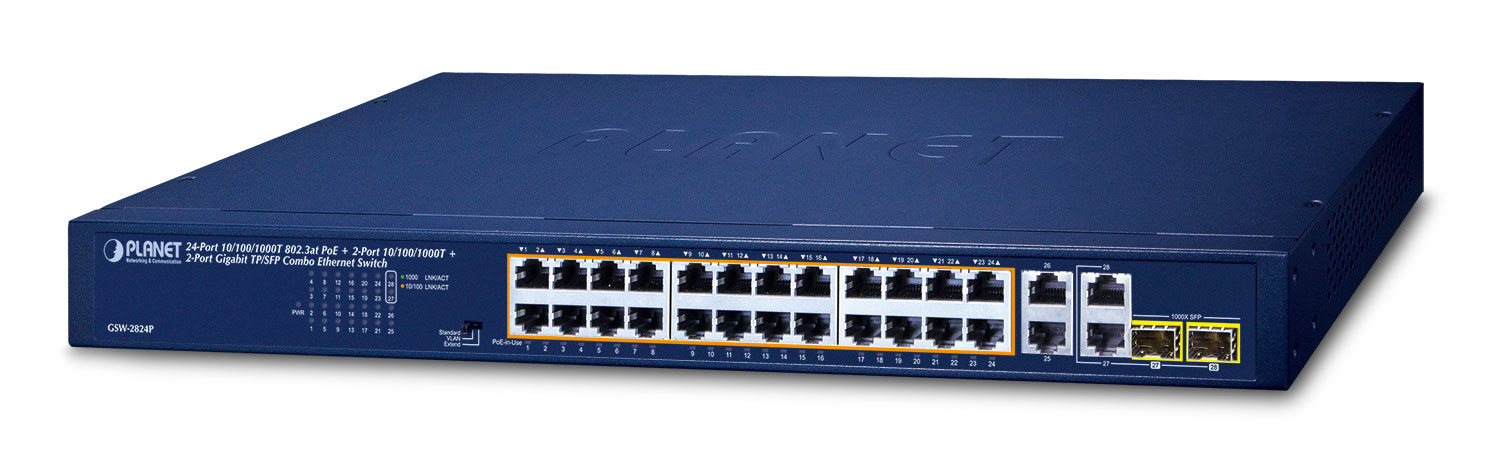 Image of PLANET 24-Port 10/100/1000T 802.3at Unmanaged Gigabit Ethernet...