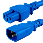 FDL 1M IEC MAINS EXT. CABLE - C14 PLUG TO C15 (HOT) SKT - BLUE