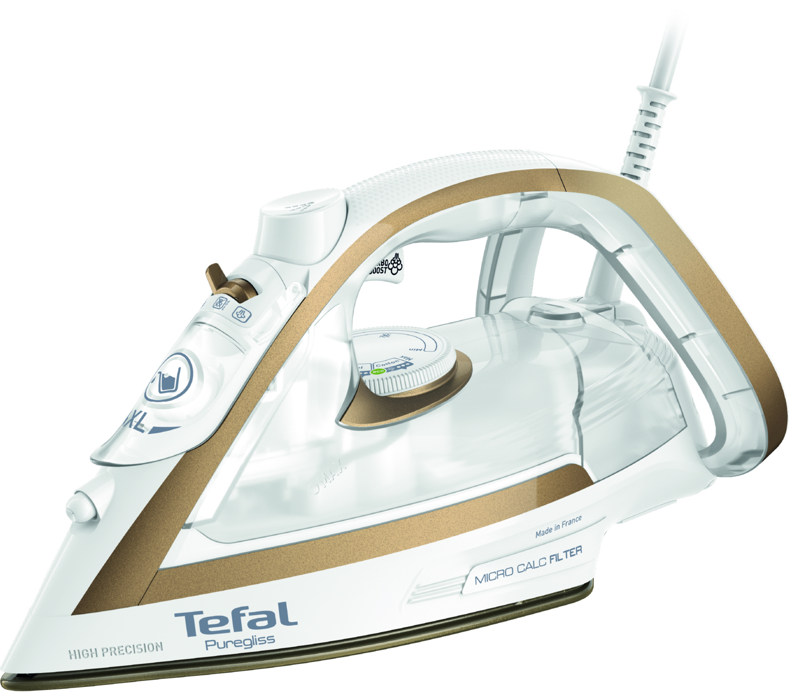 Tefal Puregliss FV8042 Dry & Steam iron Durilium AirGlide Autoclean soleplate 3000 W Bronze, White