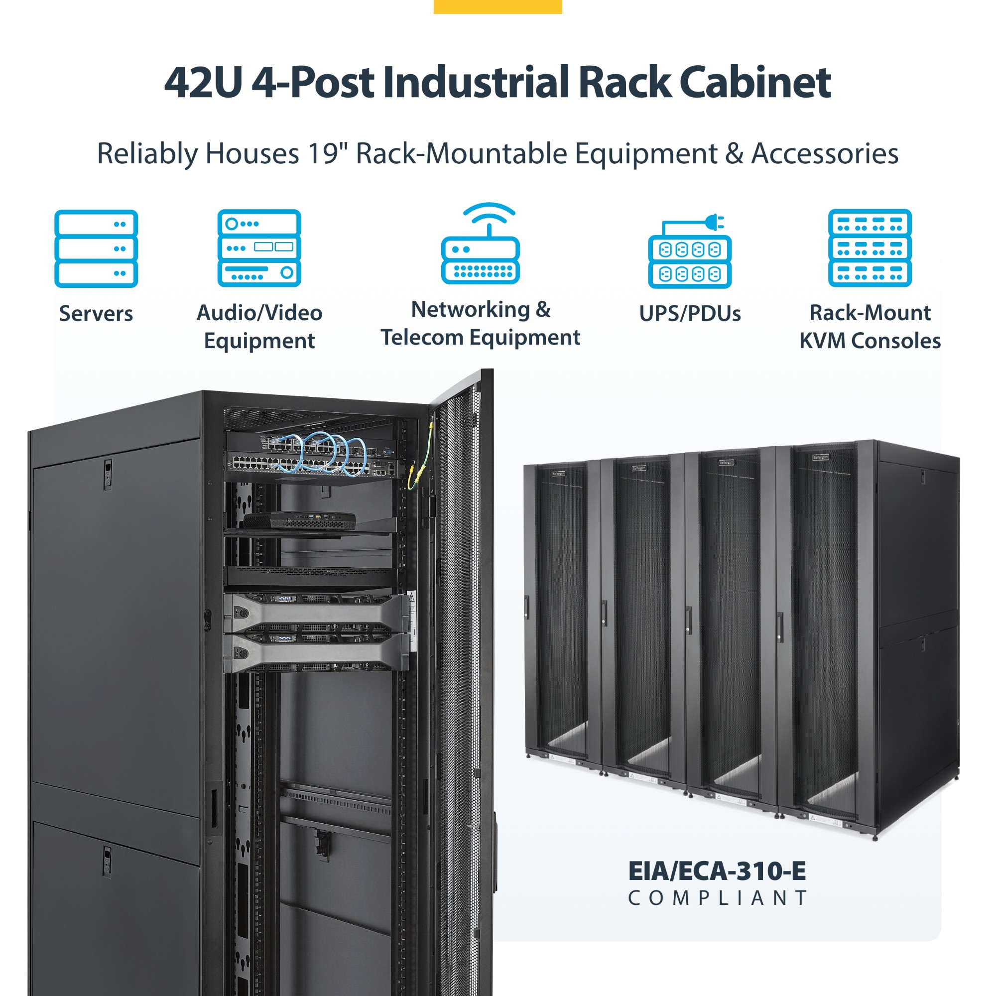 StarTech.com RK4242BK24 rack cabinet 42U Freestanding rack Black, 116 ...