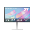 LG 27' UHD 4k 3840×2160 (16:9) IPS display HDR10 Height Adjustable, 3 side Borderless, LG Switch, Office and Professional White Monitor