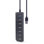 Gembird UHB-U3P1U2P6P-01 interface hub USB 3.2 Gen 2 (3.1 Gen 2) Type-A 5000 Mbit/s Zwart