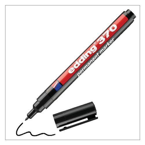 Edding 370 Permanent Marker Bullet Tip 1mm Line Black (Pack 10) - 4-370001
