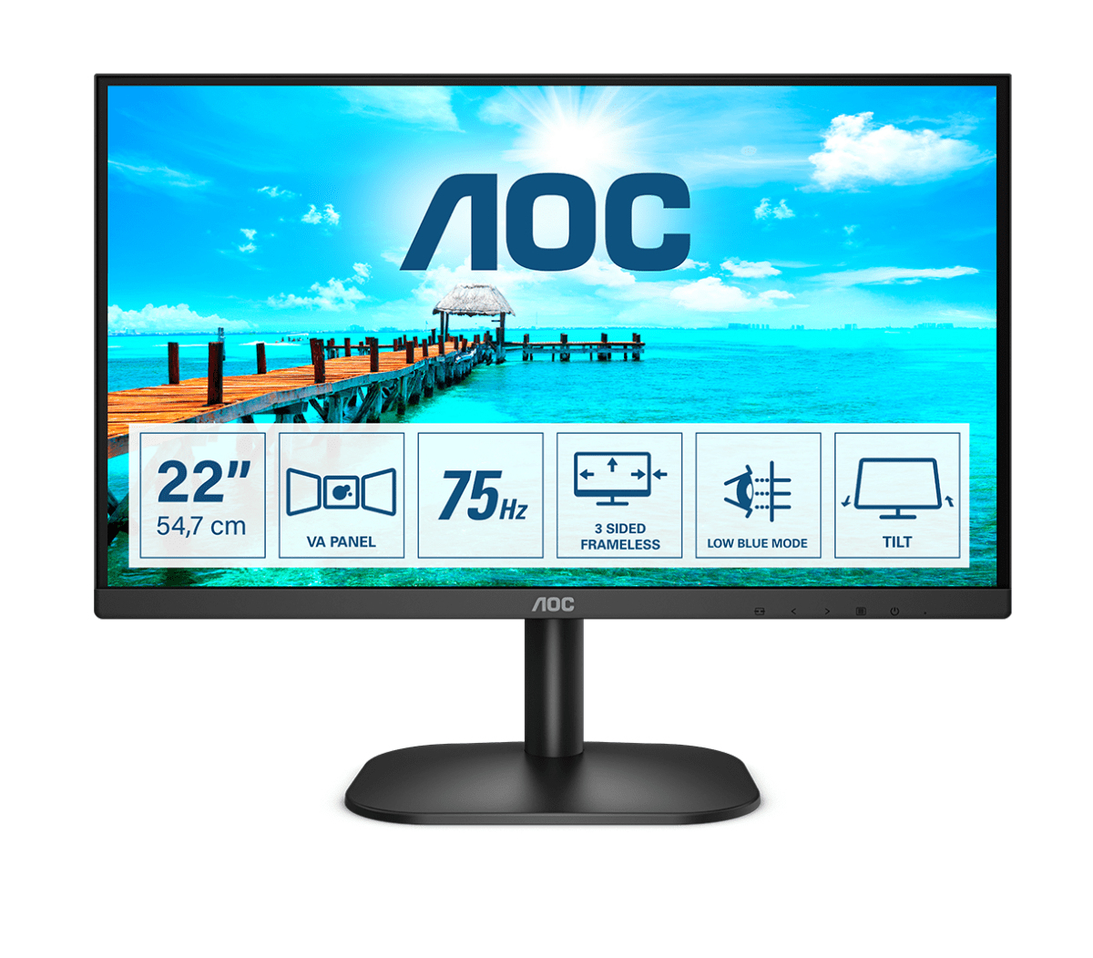AOC B2 22B2H computer monitor 54.6 cm (21.5&quot;) 1920 x 1080 pixels Full HD LED Black